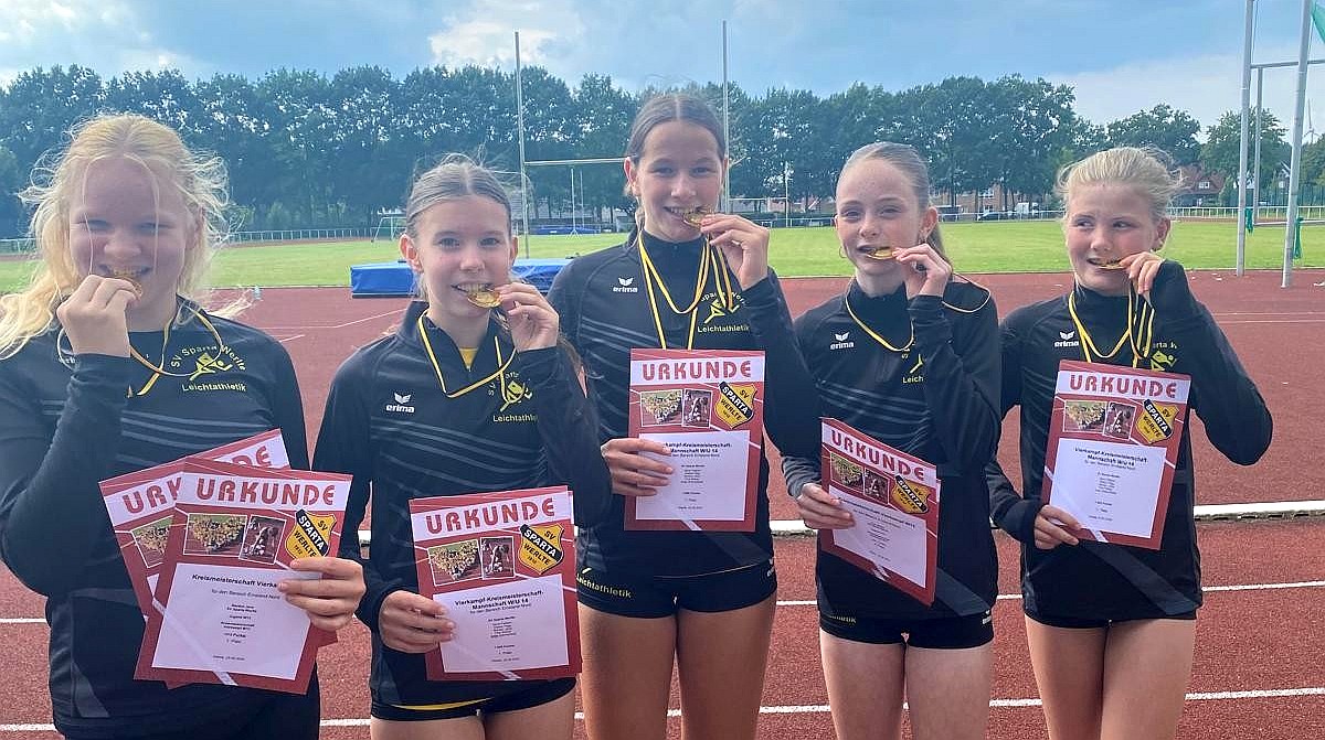 Foto: Die siegreiche Mannschaft U14 des SV Sparta Werlte: v.l.: Jana Benten, Nora Flatken, Antje Schmalfeldt, Fina Röben, Matea Fligg - Annette Jüngerink